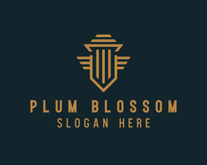 Shield Pillar Wings logo design