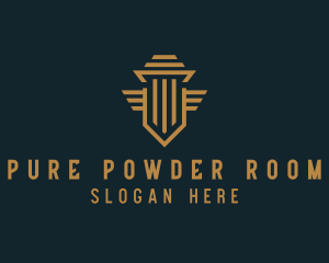 Shield Pillar Wings logo design