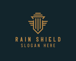 Shield Pillar Wings logo design