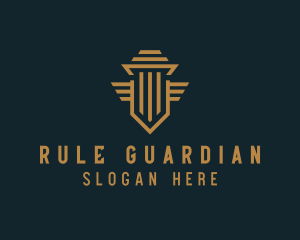 Shield Pillar Wings logo design