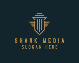 Shield Pillar Wings logo design