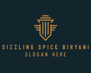 Shield Pillar Wings logo design