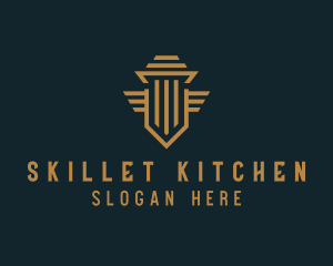 Shield Pillar Wings logo design