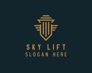 Shield Pillar Wings logo design