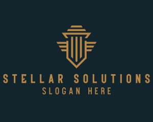 Shield Pillar Wings logo design