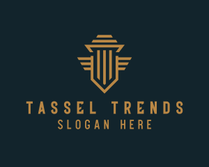 Shield Pillar Wings logo design