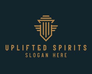 Shield Pillar Wings logo design