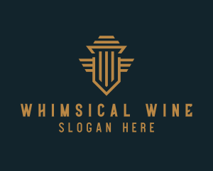 Shield Pillar Wings logo design