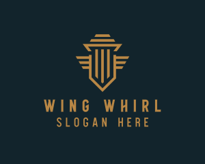 Shield Pillar Wings logo design