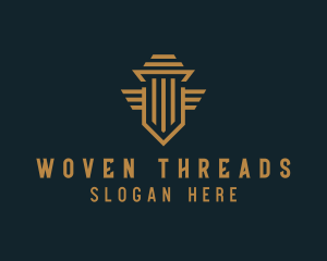 Shield Pillar Wings logo design