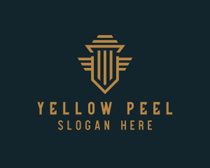 Shield Pillar Wings logo design