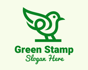 Perched Green Robin logo design