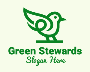 Perched Green Robin logo design