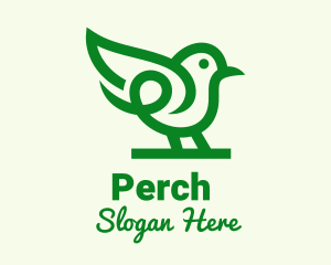 Perched Green Robin logo design