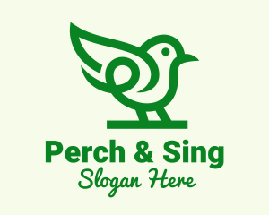 Perched Green Robin logo design