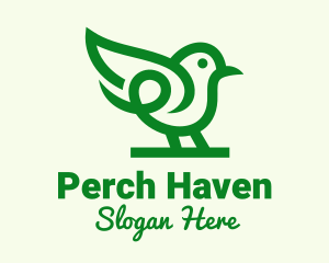 Perched Green Robin logo design