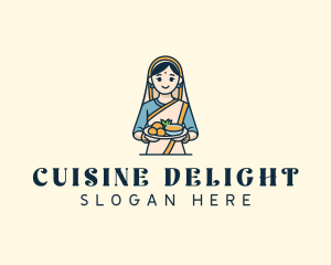 Woman Indian Restaurant logo design