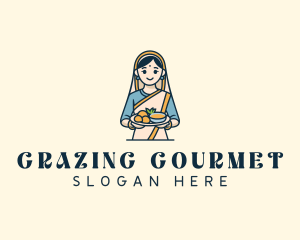 Woman Indian Restaurant logo design