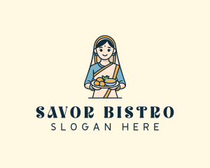 Woman Indian Restaurant logo design