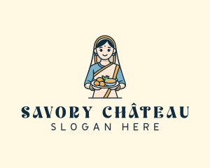 Woman Indian Restaurant logo design