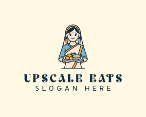 Woman Indian Restaurant logo design