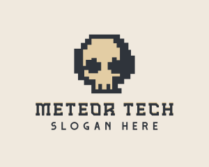 Pixel Skull Tech logo design