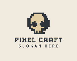 Pixel Skull Tech logo design