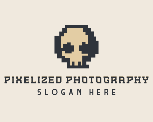 Pixel Skull Tech logo design