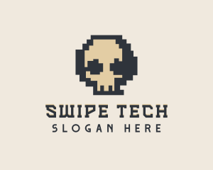 Pixel Skull Tech logo design