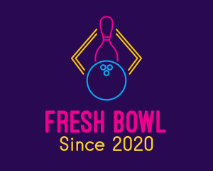 Neon Bowling Game logo design