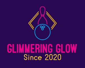 Neon Bowling Game logo design