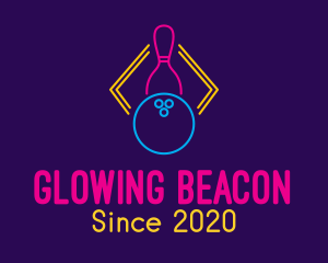 Neon Bowling Game logo design