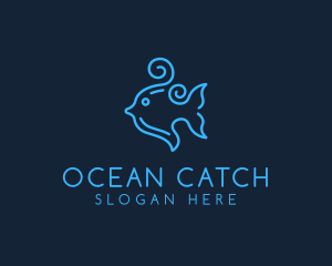 Ocean Swirly Fish logo design