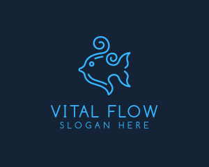 Ocean Swirly Fish logo design