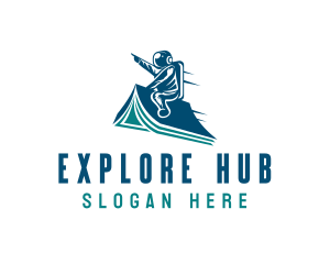 Astronaut Book Explorer logo design