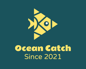 Yellow Triangular Fish  logo design