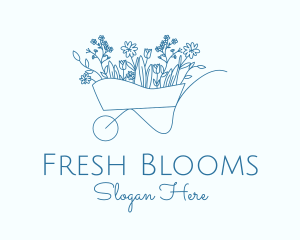 Minimalist Floral Wagon  logo design