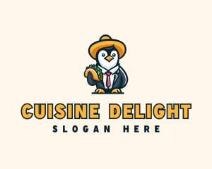 Mexican Taco Penguin logo design