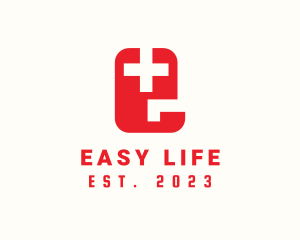 Medical Cross Letter E logo design