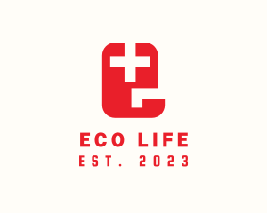 Medical Cross Letter E logo design