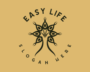 Human Yoga Tree logo design