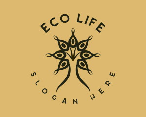 Human Yoga Tree logo design