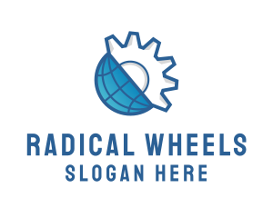 Cog Wheel Globe logo design