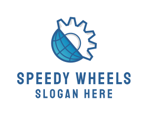 Cog Wheel Globe logo design