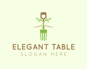 Vegetarian Fork Plant logo design