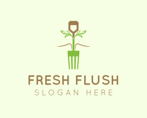 Vegetarian Fork Plant logo design