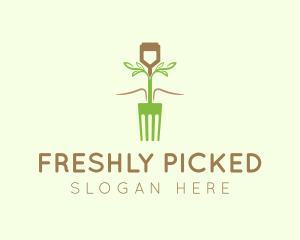 Vegetarian Fork Plant logo design