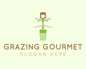 Vegetarian Fork Plant logo design