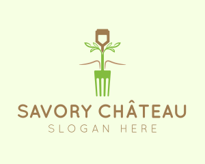 Vegetarian Fork Plant logo design