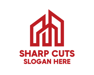 Red Sharp Tower Outline logo design